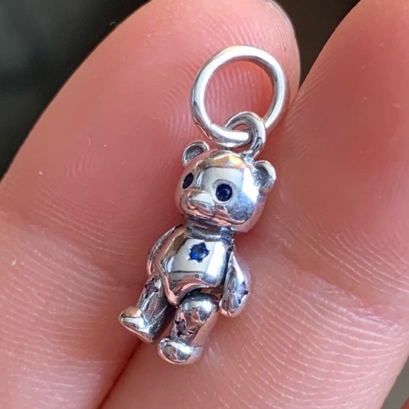 NWOT Moveable Teddy Bear Dangle Charm, Man-Made Crystals & Pink CZ Silver 925 - Picture 6 of 9